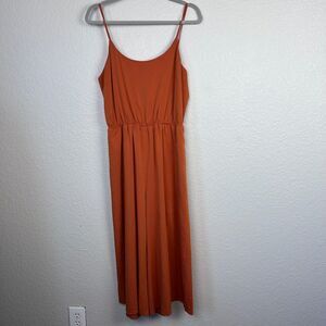 Davi & Dani Women's Wide Leg Burnt Orange Back Bow Pockets Jumpsuit Size L